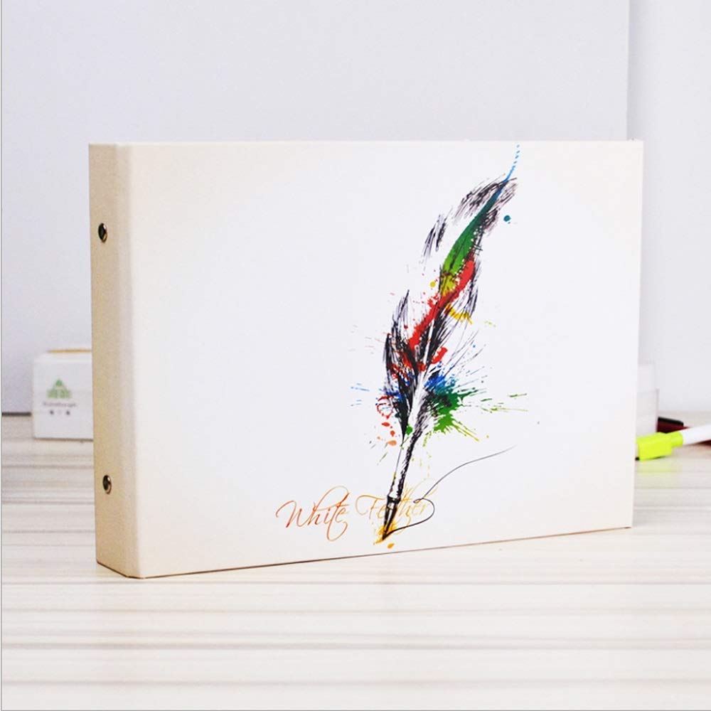 Álbum de fotos de plumas con hojas negras y rotación de 360 grados para recuerdos