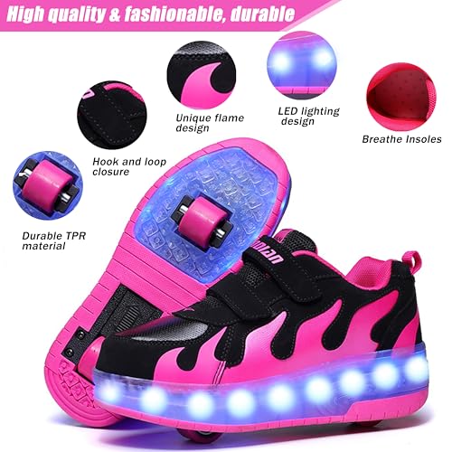 Image of AIkuass USB Chargable Led Light Up Roller Shoes Wheeled Skate Sneaker Shoes F.