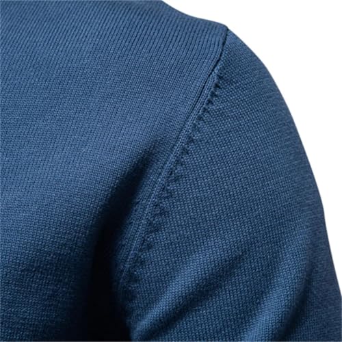 Men Solid Cotton Crew Neck Relax Fit Knit Pullovers Fashion Classic Long Sleeve Sweater3