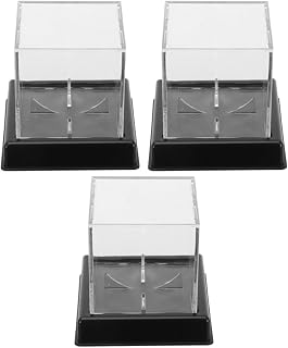 3pcs Acrylic Baseball Display Cube Cases with Base
