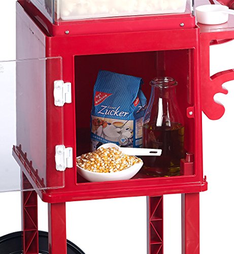 Rosenstein & Söhne Profi Popcornmaschine: Profi-Popcorn-Maschine"Cinema" mit Rollwagen im Retro-Design (Popcornmaschine Kino) – Bild 3