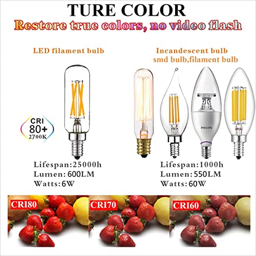 Litehistory Led Bulb Dimmable 6W Equal Warm White 2700K T6 T25 E12 Candelabra Bulb 60 Watt For Chandeliers,Ceiling Fan,Pendant,Wall Sconces Ac120V 600Lm E12 Light Bulb 6Pack #TOP5