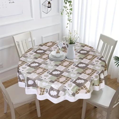 Image of Dakshya Industries PVC Waterproof Round Table Cover for 4 Seater Dining Table | 60 Inch Round Printed Table Cover | Spill Proof, Oil Resistant, Heat Resistant, Wipe Clean