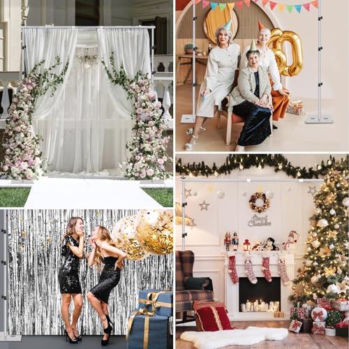 Image of Emart Heavy Duty Backdrop Stand 8.5x10ft(HxW) Adjustable Background Support System Kit with Steel Base for Photography, Photo Backdrop Stand for Parties Birthday Video Studio - Sliver