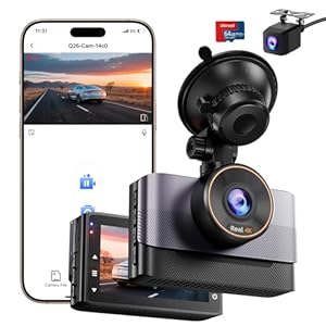4K+1080P Dashcam Auto Vorne Hinten,WiFi Dash Cam mit 64GB SD Karte,3″ IPS,Nachtsicht,G-Sensor,Loop-Aufnahme,170°+140° Weitwinkel,Dashcam auto Unterstützung 24/7 Parküberwachung,App Steuerung,256GB Max