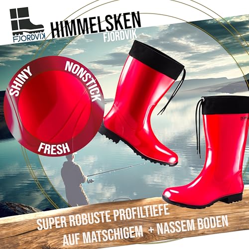 Fjordvik Himmelsken Gummistiefel | Pflegeleicht und langlebig | Perfekt für Hundespaziergänge bei Regen | Farbe: SCF rot, Gr.:43 / UK 9