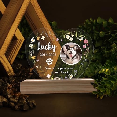 Customizable LED Pet Memorial Night Light – Personalized Dog Tribute Acrylic Plaque for Sympathy and Remembrance - Image 2