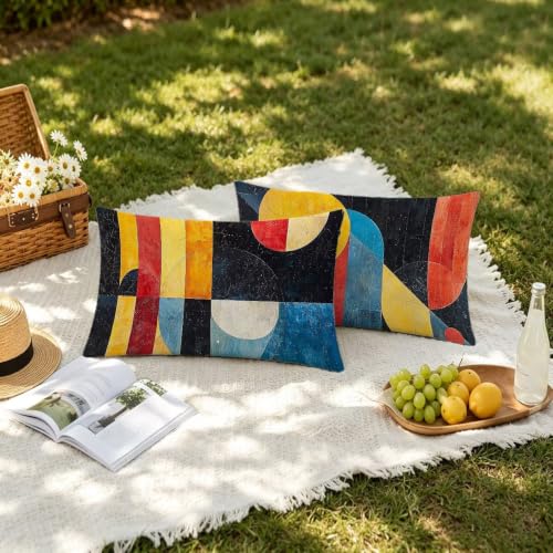 Fundas cojines exterior impermeable 40x60 cm lino juego de 2 decorativos rectangulares jardín 3