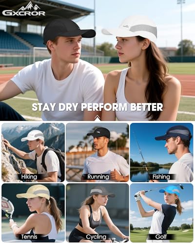 Image of GXCROR Running Hat for Men Women Quick-Dry Baseball Cap UPF50+ with Breathable Mesh, Adjustable Hook & Loop for Outdoor