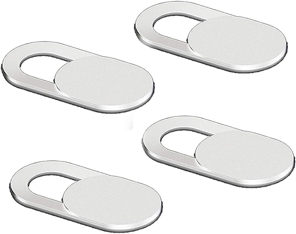 MultiAccesorios Pack de 4 Cubiertas Webcam Cover Slider Ultra Finas – Protección Anti-Hacker para Ordenadores, Portátiles, Tablets y Móviles – Tapa de Cámara Discreta y Fácil de Usar (Blanco)