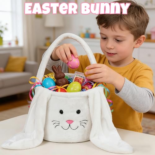 Image of Plush Easter Basket, Bunny Easter Buckets, Easter Bags & Tote Bags for Kids Presents Easter Egg Decorations Candy