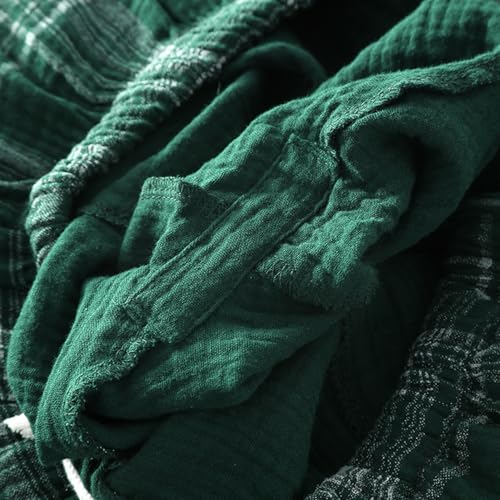Image of STMAHER 2 Pack Men's Cotton Pajama Bottoms Lightweight Sleep Lounge Pants Plaid Sleepwear Long Pj Pants With Pocket