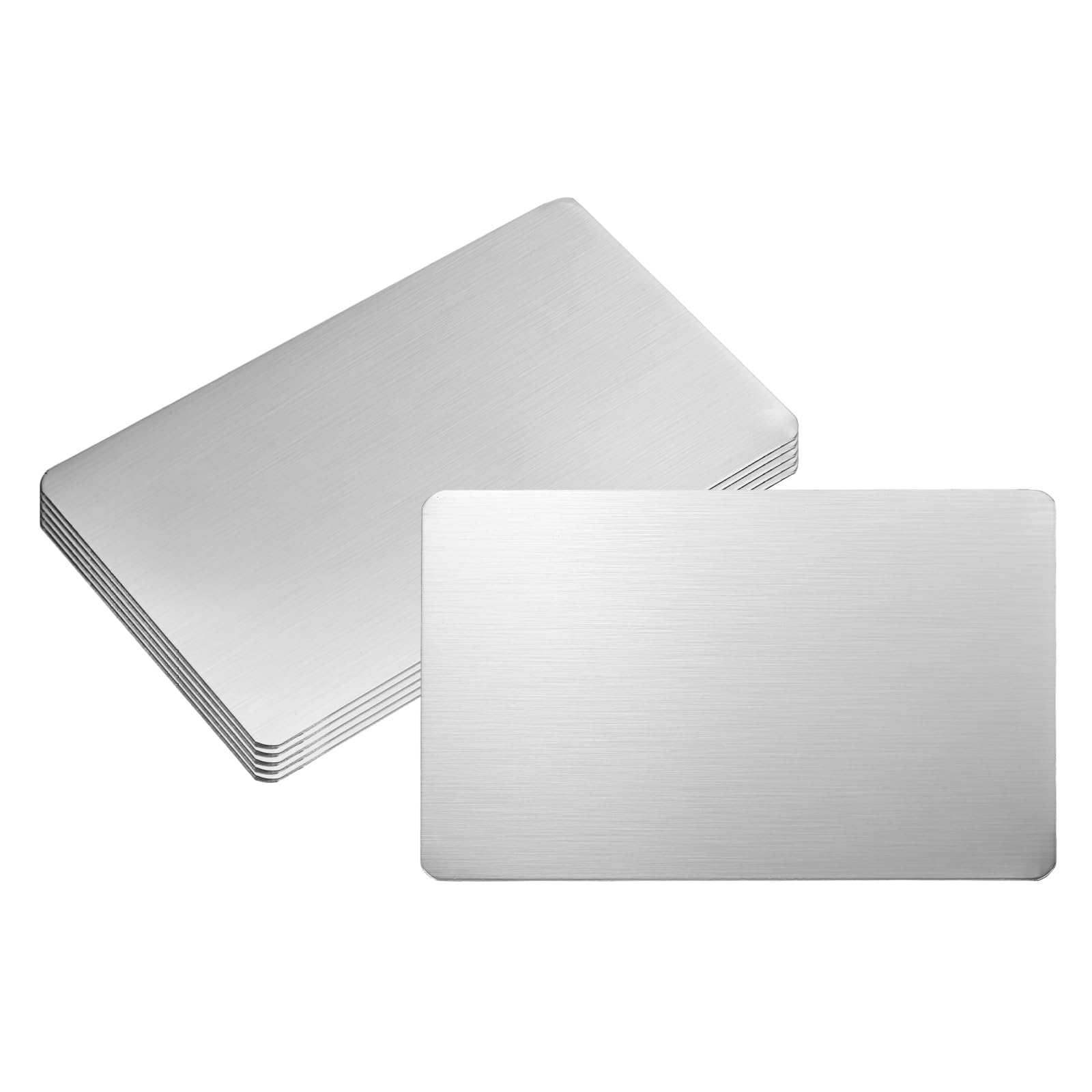 PATIKIL 6Pcs Blank Name Plates, 4.7 x 2.8" Rectangle 304 Stainless Steel Brushed Engraved Plate Custom Laser Engraving Blank for Personalized Nameplate Home Office DIY, Silver