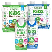 Orgain Organic Kids Protein Nutritional Shake Bundle - Chocolate & Vanilla, 8g Protein, 22 Vitamins & Minerals, 8.25 Fl Oz Pack of 4 Each