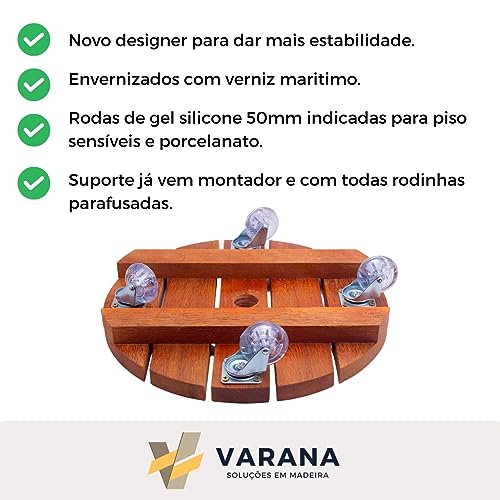 Suporte Para Vaso De Planta Redondo Rodinhas de Gel Silicone 35 Cm