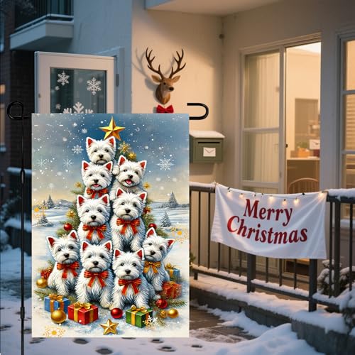 Image of BlissYard Christmas Cat Garden Flag 12x18 Inch Polyester