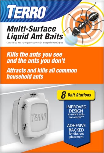 Image of TERRO Indoor Liquid Ant Baits with Adhesive Strips for Discreet Baiting - TERRO Ant Trap and Bait Station - - T334SR,8 Count (Pack of 12)