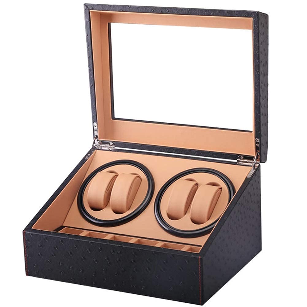 QUSYZD Watch Winders, 6+4 Automatic Watch Winder Box PU Leather Watch Winding Winder Watch Box Storage Collection Display Double Head Silent Motor Box,