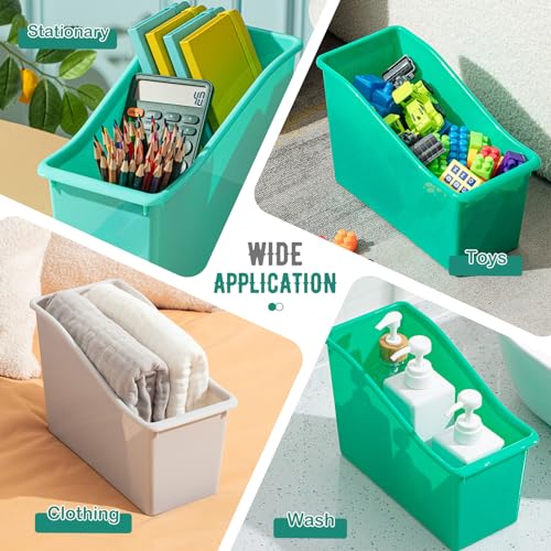 Image of Geetery Plastic Book Bins for Classroom, 50 Pcs, Morandi Color