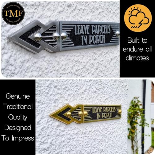 The Metal Foundry Directional Arrow Metal Door Sign. Art Deco Style Home Decor Accessories Door Or Wall Brass Plaque. Handmade In England - Image 4
