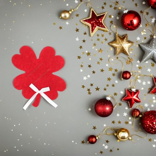 LOGOFUN 12PCS Four Leaf Clover Christmas Wallets Felt Money Cash Clips for Shopping Travel Holiday Gift Business Card Holder - Red & Green & Gray3