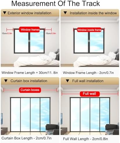 Heavy-Duty Wall Mount Double Curtain Rods, 250cm Room Divider Track with Rollers & Installation Hardware, Durable Curtain Rails for Home Decor (Color: C)