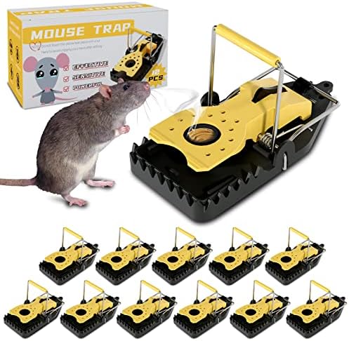 SSX Mouse Trap Rat Traps Indoor - Small Reusable Powerful Mouse Traps with Bait Cup & Powerful Bites - Effectively Lures Catches Mice Chipmunks Squirrels - Mice Traps for House Indoor Outdoor(12-Pack)