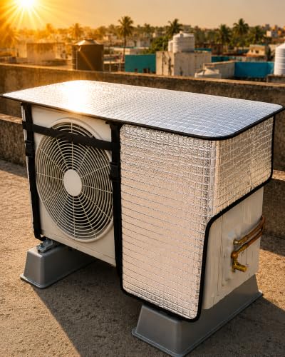 Image of AC Outdoor Unit Protector Cover | HEAVY DUTY | Waterproof Sun & Heat Protection Heat Insulated | AC Outdoor Unit Cover | Air Conditioner Outer Compressor Shade for Split 1.5 & 2 Ton (Universal Size)