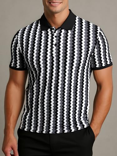 Alex Vando Mens Lace Polo Shirts Fashion Vibrant Short Sleeve Casual Shirts for Men