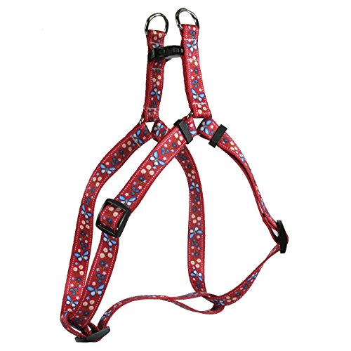 Image of Yellow Dog Design Festive Butterfly Red Step-in Dog Harness, Medium