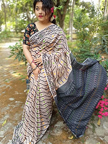 Dhakai Sari 942b de algodón jamdani para Durga Puja ropa tradicional india 2
