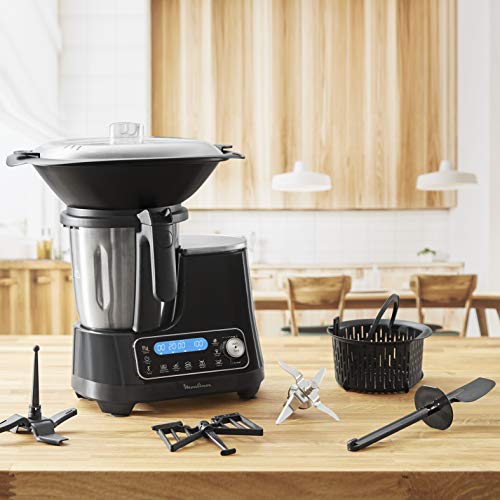 Moulinex HF4568 Clickchef Multifunktions-Küchenmaschine | 12 Geschwindigkeiten + Pulse | 5 Automatik-Programme + manueller Modus | 3,6 L | integrierte Waage | Dampfgaraufsatz + Rezeptbuch | Schwarz – Bild 3