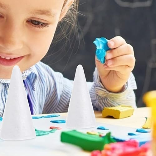 Miniatura 7 de Happyyami 12 conos de espuma de poliestireno blanco para manualidades, proyectos de manualidades, árbol de Navidad, centro de mesa de 3.9 in (3.9 x