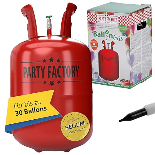 Helium Ballongas für ca.30 Ballons | Heliumflasche Gasfüllung | Luftballons | Party Factory Heliumgas fürHochzeit (1 x Ballongas 30)