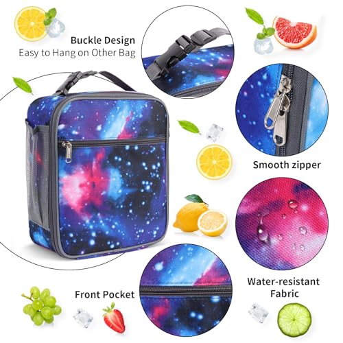 Minicoco Lunch Bag Insulated Lunch Bag Cooler Bag Portable Carrying Lunch Box Bag for Boys Girls Women Men to School Office Outdoor (Starry Sky) - Image 4