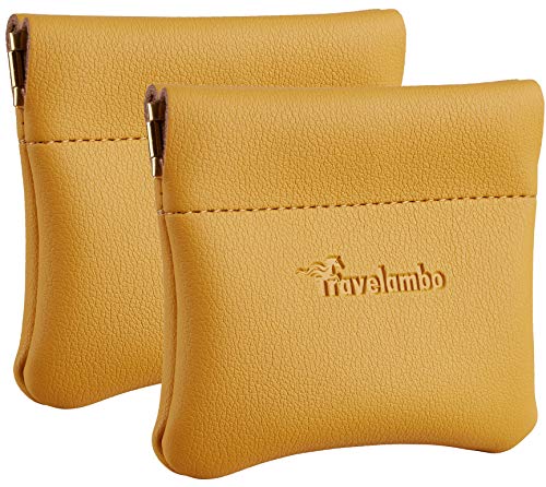 Image of Travelambo Leather Squeeze Coin Purse Pouch Change Holder For Men & Women 2 pcs set