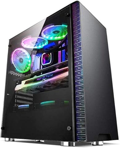 HZHI Pc Tower Case Pc Case Gaming Caja Principal De La Computadora De Escritorio, Vidrio Completamente Lateral, Debajo De La Línea De Alimentación, Chasis Refrigerado por Agua Informática,Componentes,Dispositivos externos,Cajas de ordenador de sobremesa