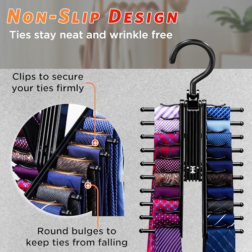 Ipow TR01 Upgraded 2 Pcs See Everything Cross X 20 Tie Rack Holder,Rotate To Open/Close Tie And Belt Hanger thumb #2