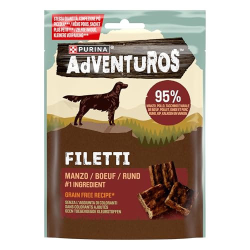 Adventuros High Meat 70g Filetti nº1 ingrediente Manzo, 8 Confezioni da 70g
