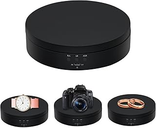 Mcbazel 360 Degree Rotating Display Stand, 5.4 Inches Electric Rotating Turntable with Low Noise for Jewelry/Photography Products/Watch/Cup and ect. - Black