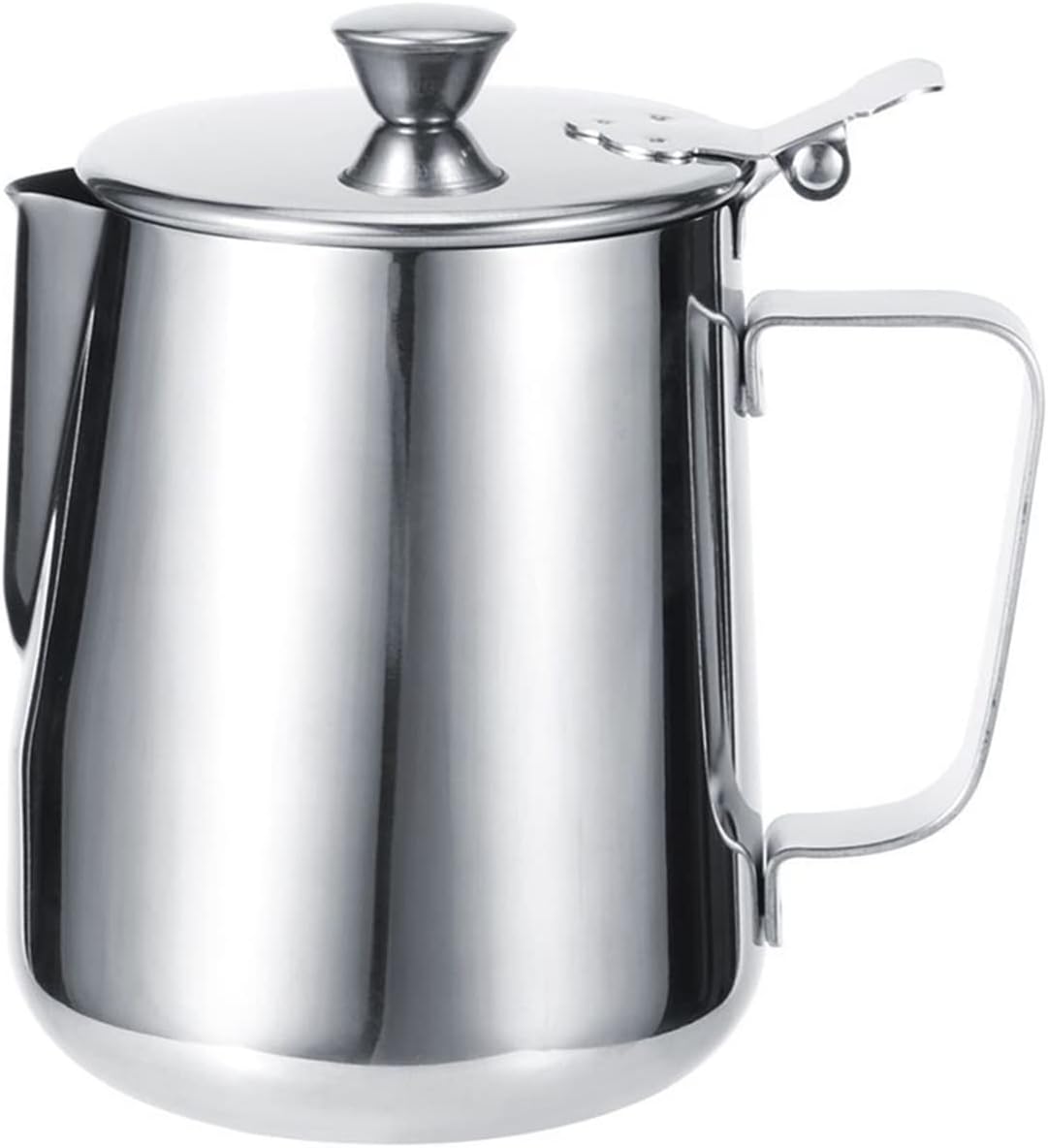 Creamer Pitcher 600ml 1000ml Stainless Steel Thicken Milk Frothing Cup Pitcher Latte Art Craft with Lid Jug Coffee Tool Coffeeware Milk Pitcher (Capacity : 1000ml Color : Silver) (Silver 600ml)