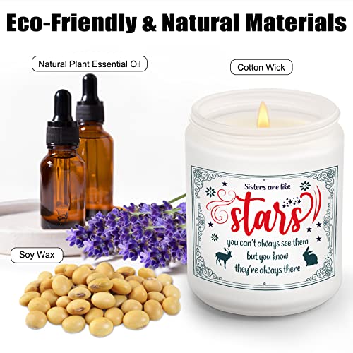 Sisters Gifts From Sister, Funny Lavender Scented Candle Gifts For Sister, Christmas, Mother's Day, Birthday Gifts For Sister From Sister, Brother, Sisters Are Like Stars Candle Gift #TOP3