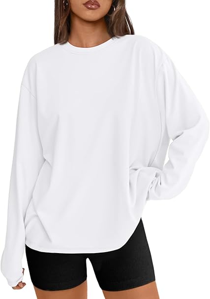 Trendy Queen Womens Oversized Long Sleeve T Shirts 2025 Basic Crewneck Tee Fall Tops Casual Workout Y2K Clothes