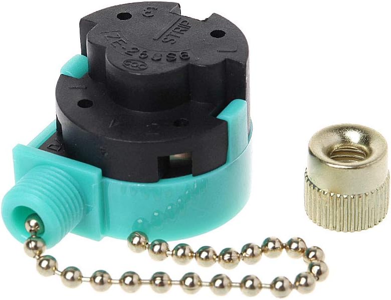 LANDUM 3A/250V 6A/125V Zipper Switch 3 Speed Pull Chain Control Nickel Fan Wall Switch Wall Lamp Ceiling Fan Cabinet Light Control Zipper Switch