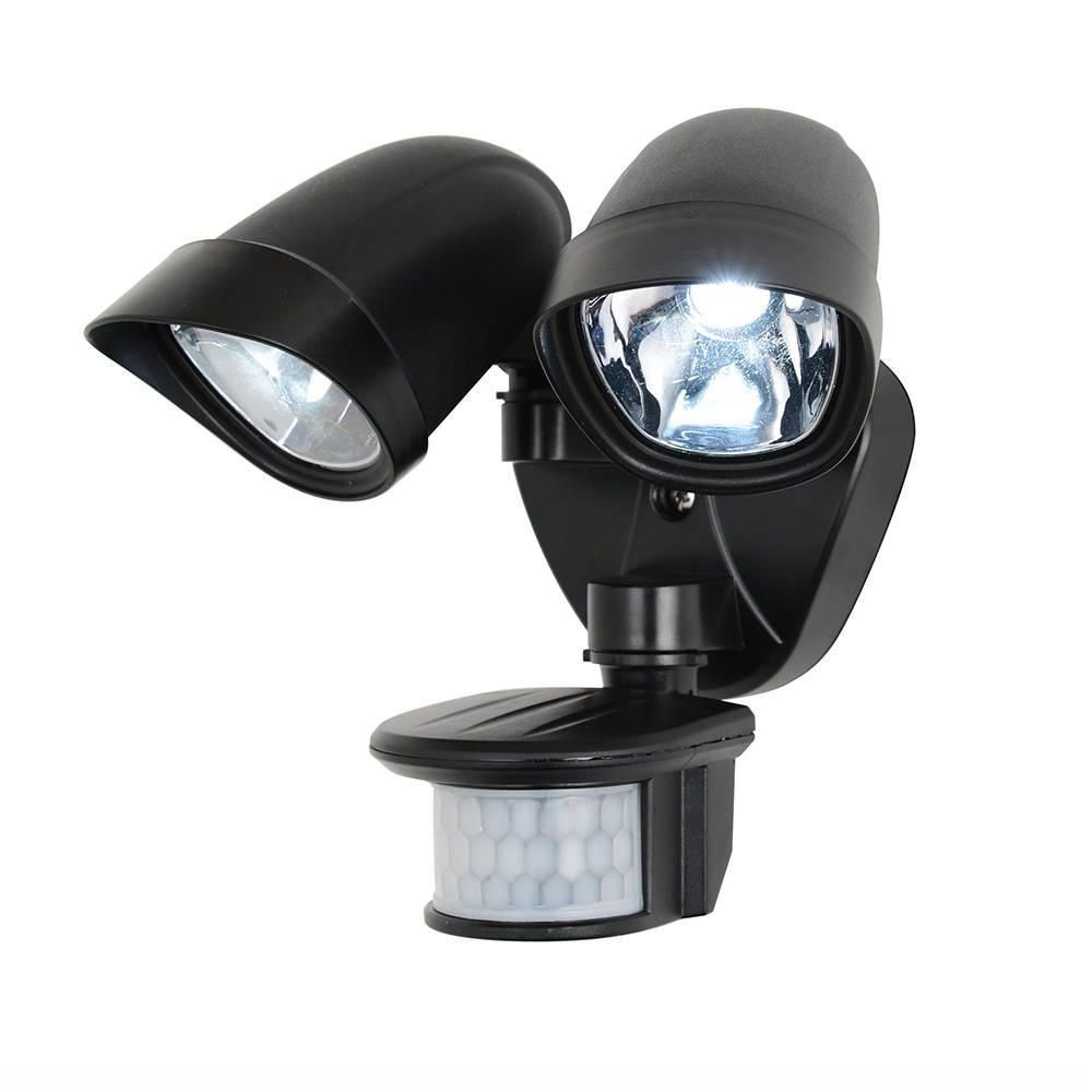Litecraft Lune LED Twin Outdoor Floodlight Spotlight with PIR & Photocell, Black