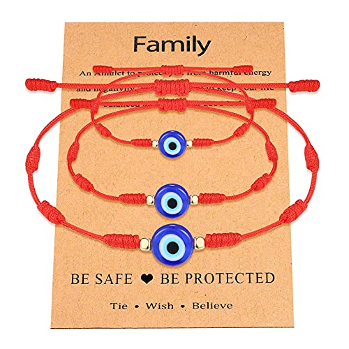 7 Knot Evil Eye Bracelet Mal De Ojo Red String Kabbalah Nazar Protection Mommy and Me Back to School Bracelet Set Gifts for Boy Girls 2 Daughter Son Mother Women Men