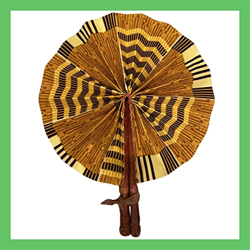 Tess World Designs Random African Fabric Fan | Made in Africa | Ankara Fan | Handcrafted African Fabric Folding Fan – Traditional Ankara Print Fan | Handmade | Portable | Cultural Gift & Decor AC65
