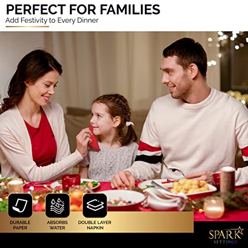 Amcrate Big Party Pack 100 Count Red Beverage Napkins - Ideal For Wedding, Party, Birthday, Dinner, Lunch, Cocktails. (5” X 5”) #TOP5