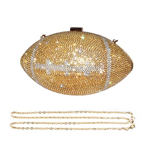 Gripit Bling Rhinestone Football Shaped Rugby Quirky Bag Purse Novlety Chain Purse