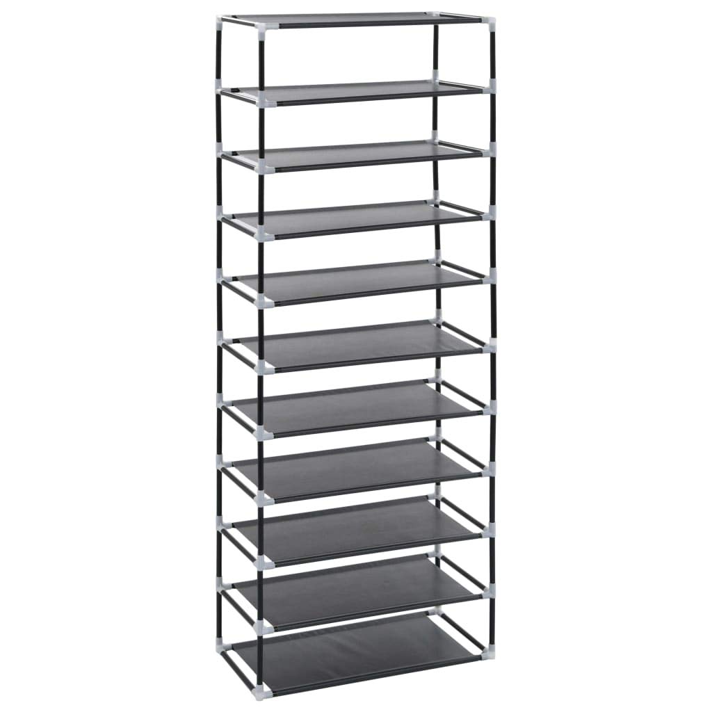 Scarpiera Nera 60x30x166 cm in Tessuto Non Tessuto con 10 Livelli e 30 Paia di Scarpe Capacità Organizzatore Armadio per Scarpe Pratico e Resistente con Fodera Antipolvere